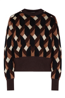 Коричневый свитер с геометрическими узорами Hugo Boss