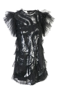 Черное мини-платье с пайетками Alberta Ferretti
