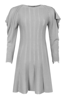 Серое платье из шерстяного трикотажа Alberta Ferretti