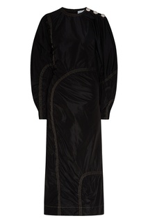 Черное платье из переработанного полиэстера Ganni
