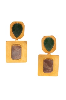 Серьги с нефритом и розовым кварцем Liya