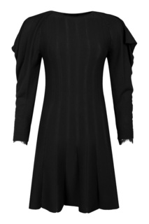 Черное приталенное платье из шерстяного трикотажа Alberta Ferretti