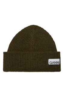 Шерстяная шапка зеленого цвета Ganni