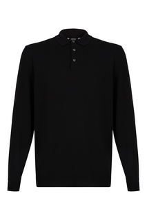 Черное поло с длинными рукавами Hugo Boss
