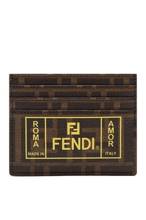 Коричневый картхолдер с монограммами Fendi
