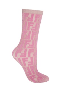Легкие носки из розовой полупрозрачной эластичной ткани Fendi