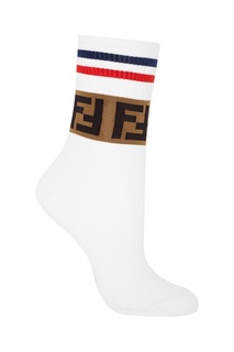 Трикотажные спортивные носки из белого хлопка Fendi