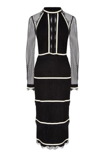 Черное платье с контрастными полосками Laroom