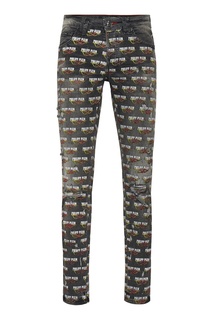 Джинсы с разноцветными логотипами Philipp Plein