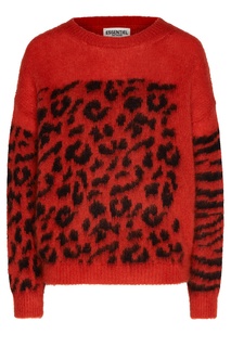 Красный мохеровый свитер с анималистичным принтом Essentiel Antwerp