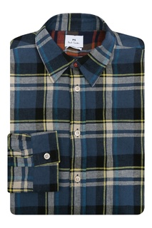 Синяя рубашка в клетку Paul Smith