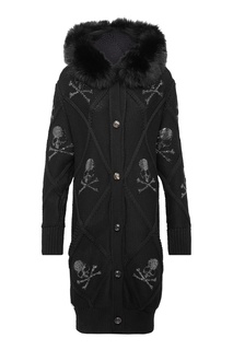 Пальто-кардиган черного цвета Philipp Plein