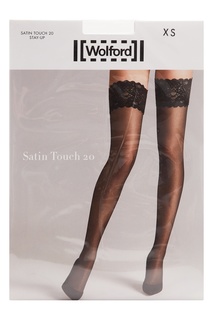 Белые чулки с ажурной вставкой Wolford