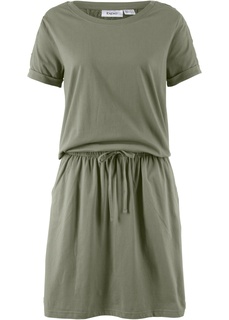 Платье с коротким рукавом и лентой для завязывания в талии Bonprix