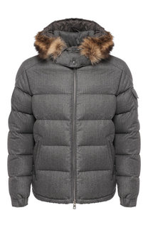 Шерстяной пуховик с меховой отделкой Allemand Moncler
