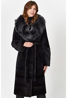 Шуба из меха нутрии с отделкой чернобуркой Снежная Королева