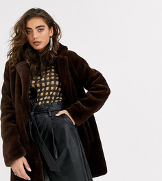 Коричневое пальто из искусственного меха Object