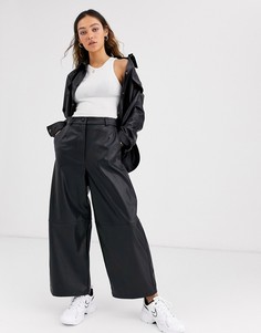 Черные брюки с широкими штанинами Weekday