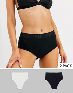 Набор белых и черных хлопковых трусов с завышенной талией (2 шт.) Sloggi The 79