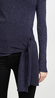 3.1 Phillip Lim Lurex Ribbed Pullover with Waist Tie