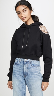 Area French Terry Hoodie with Crystal Doily Shoulder Inset