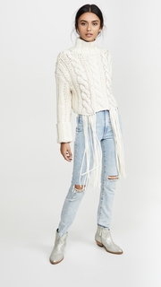 Area Cropped Cable Knit Sweater