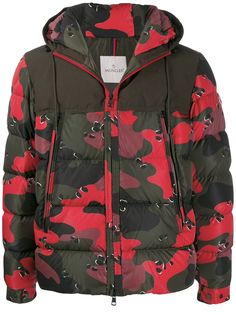 Moncler пуховик с камуфляжным принтом