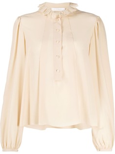 Chloé блузка с оборками и вышивкой