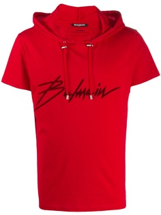 Balmain футболка с капюшоном и логотипом