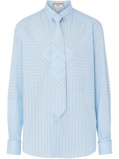 Burberry Button-down Collar Geometric Print Cotton Shirt