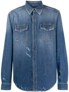 Givenchy джинсовая рубашка с эффектом потертости