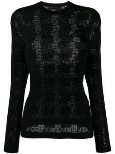 Versace трикотажный топ с логотипом