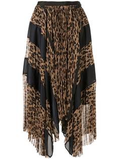 Sacai плиссированная юбка с леопардовым принтом