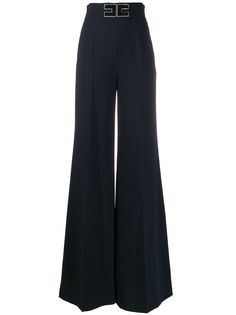 Elisabetta Franchi расклешенные брюки с 3D логотипом