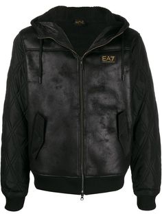Ea7 Emporio Armani куртка с капюшоном и стегаными рукавами