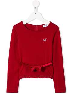 Monnalisa ruffle trim embellished jumper