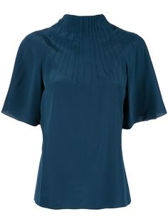 Rochas pleated funnel neck blouse