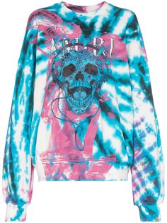 Amiri skull and logo print tie-dye sweatshirt