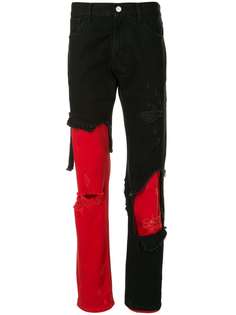 Raf Simons distressed layered straight-leg jeans