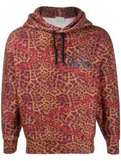 Aries leopard print fleece hoodie
