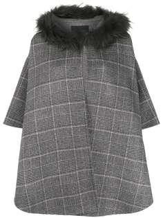 Liska boxy fit checked pattern cape