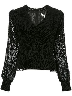 Veronica Beard Giacomo leopard-print velvet blouse