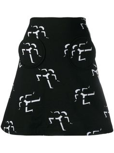 Courrèges юбка мини с геометричным узором вязки интарсия