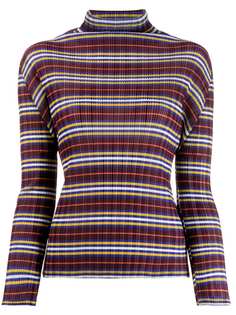 Pleats Please Issey Miyake джемпер с микроплиссировкой в полоску