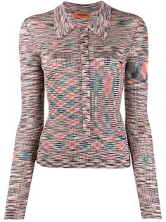 Missoni трикотажный топ в полоску с воротником