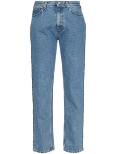 Christopher Kane Crystal Embroidered Straight Leg Denim Jeans