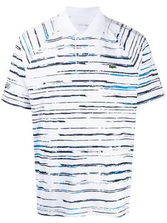 Lacoste logo embroidered striped polo top
