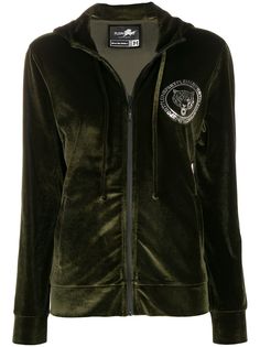 Plein Sport Tiger velvet zip-up hoodie