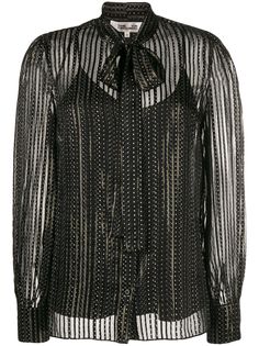 Diane von Furstenberg button down metallic silk blouse