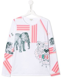 Kenzo Kids топ с логотипом и принтом